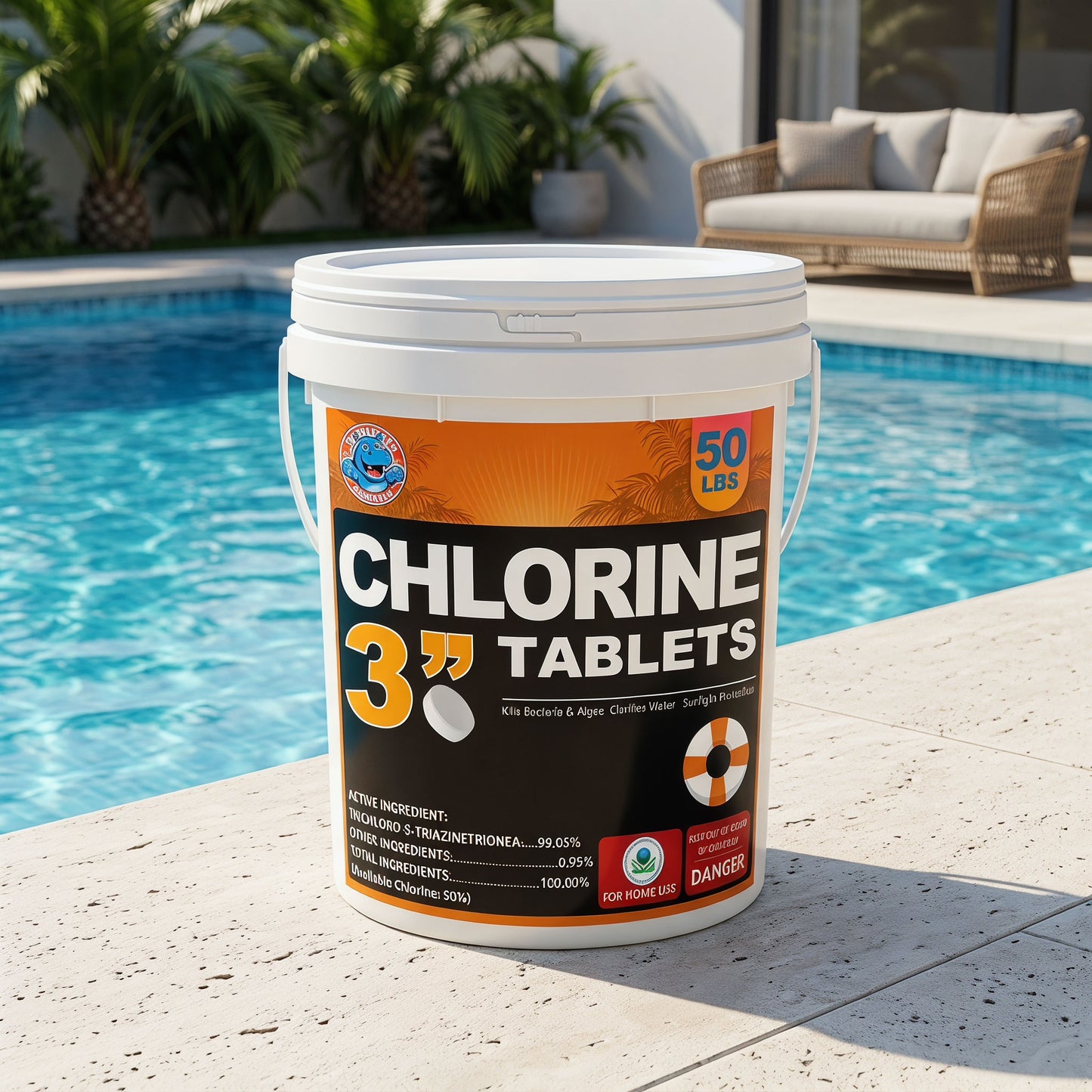 50 lbs Chlorine Tablets for Pool 3 inch