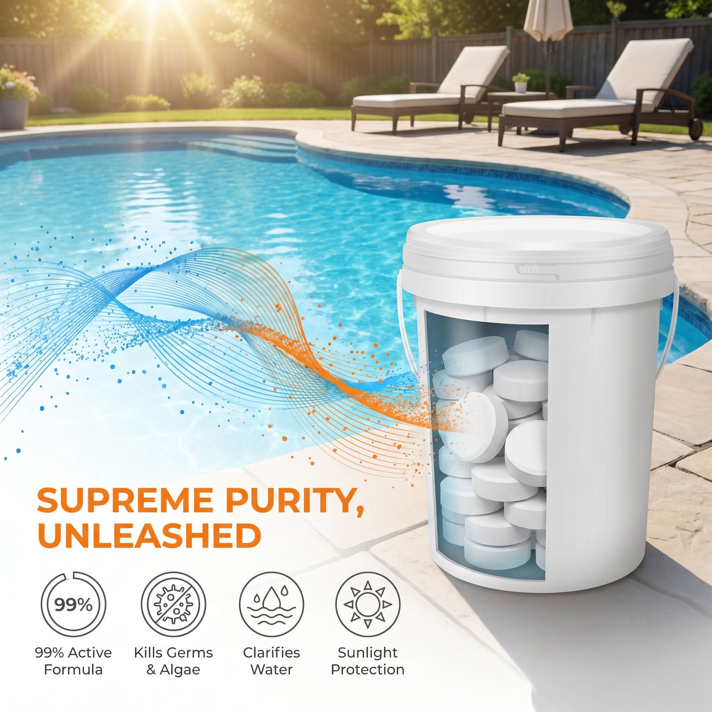 50 lbs Chlorine Tablets for Pool 3 inch