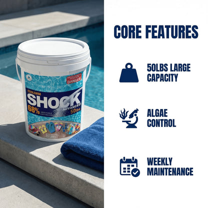 50 lbs Pool Shock 68% Calcium Hypochlorite Chlorine Granules