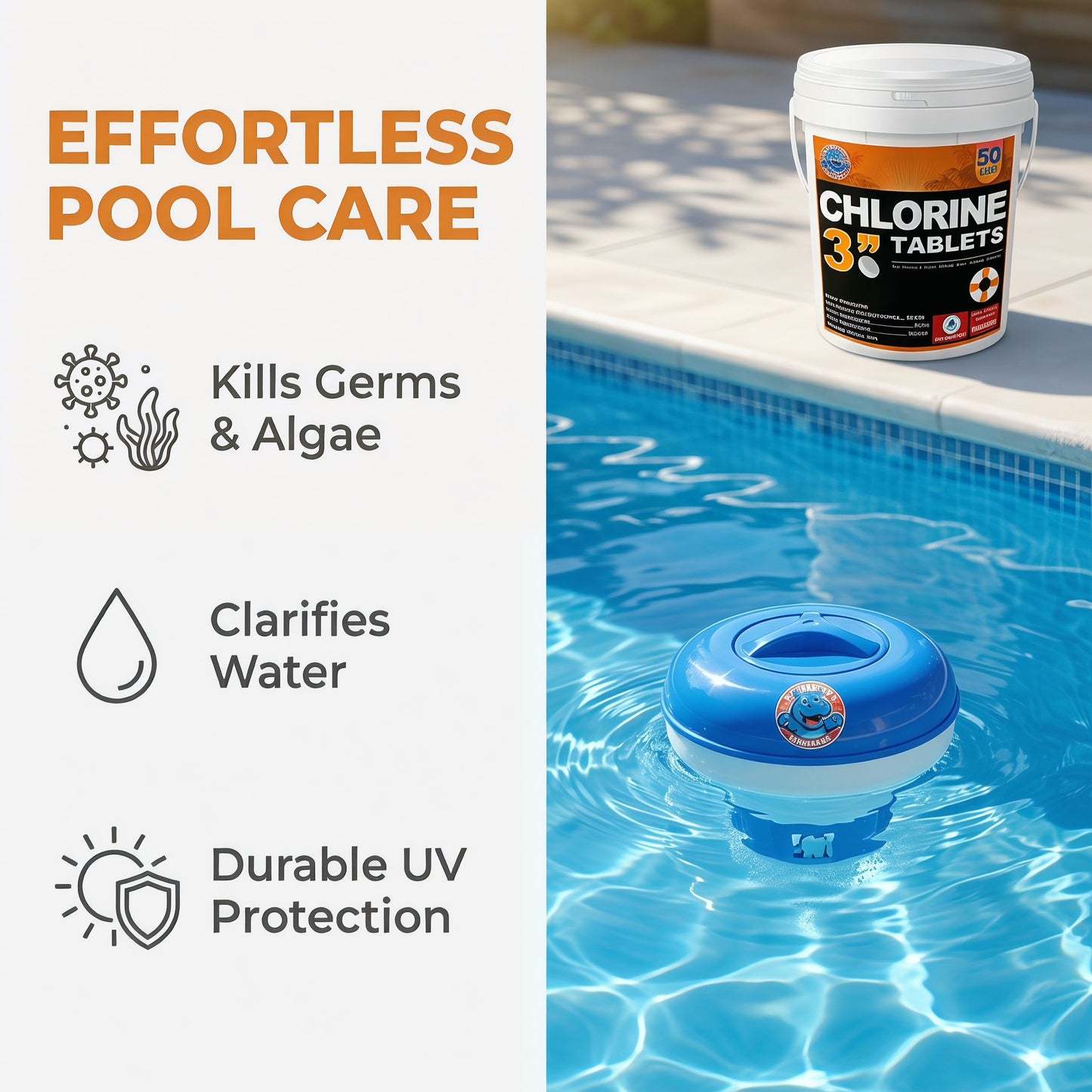 50 lbs Chlorine Tablets for Pool 3 inch