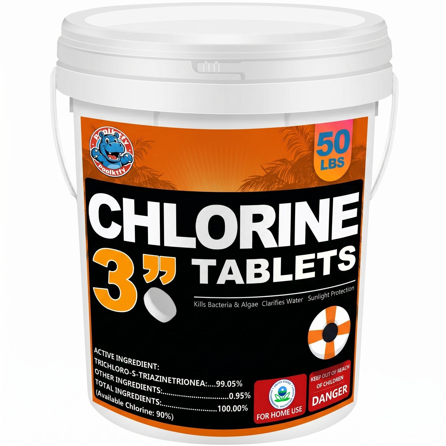 50 lbs Chlorine Tablets for Pool 3 inch